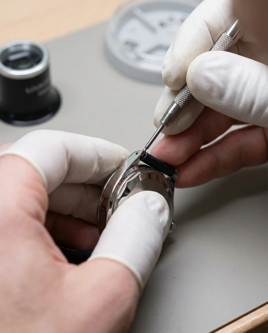 Watch strap fitting at Kahuna Watch